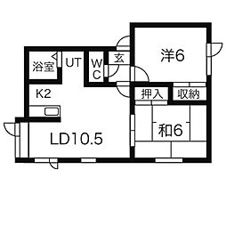 リバーサイドイン 2LDKの間取図画像