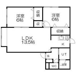 サウスヒルミスマイ 2LDKの間取図画像