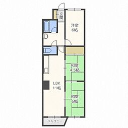 財形モイワハイツ 3LDKの間取図画像