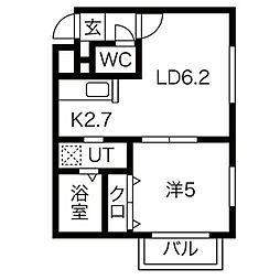 カハラ澄川 1LDKの間取図画像