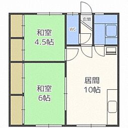 陽光マンション 2LDKの間取図画像