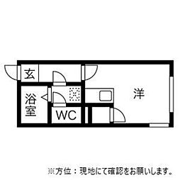 グァレンテ澄川 ワンルームの間取図画像