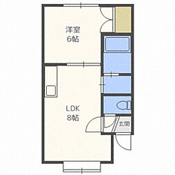ラポール川沿 1DKの間取図画像