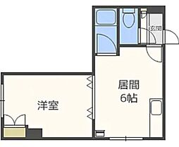 サニープレイス安田A棟 1DKの間取図画像