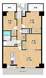 いずみハイツ二日市 3LDKの間取図画像