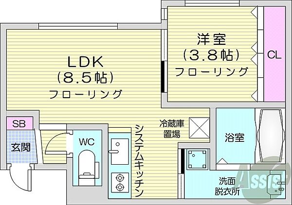 北海道札幌市中央区南十条西1丁目(賃貸マンション1LDK・4階・32.68㎡)の写真 その2