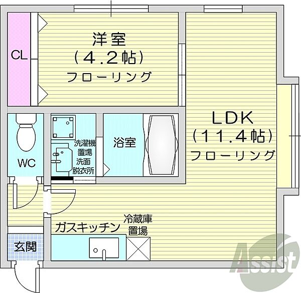 北海道札幌市中央区南七条西12丁目(賃貸アパート1LDK・2階・36.45㎡)の写真 その2