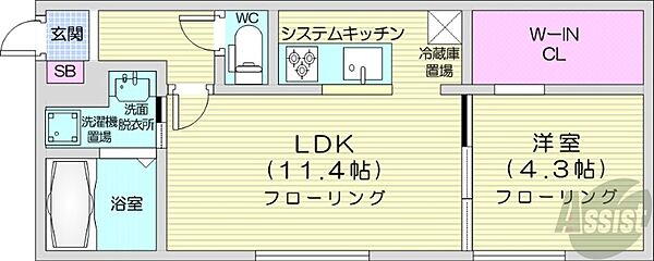 北海道札幌市中央区南十五条西9丁目(賃貸マンション1LDK・2階・40.42㎡)の写真 その2