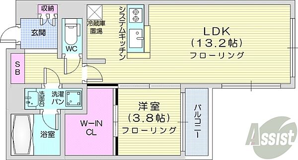 北海道札幌市北区北十七条西5丁目(賃貸マンション1LDK・3階・43.16㎡)の写真 その2