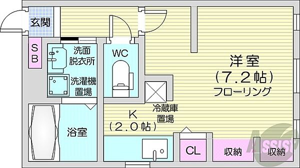 北海道札幌市中央区南三条東4丁目(賃貸マンション1K・2階・26.46㎡)の写真 その2