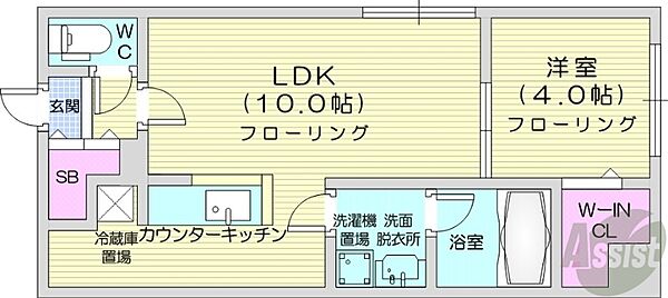 北海道札幌市西区宮の沢二条1丁目(賃貸マンション1LDK・4階・32.87㎡)の写真 その2