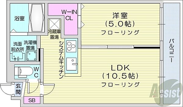 北海道札幌市中央区北八条西19丁目(賃貸マンション1LDK・1階・36.68㎡)の写真 その2