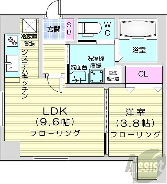 北海道札幌市東区北十三条東10丁目(賃貸マンション1LDK・3階・34.33㎡)の写真 その2