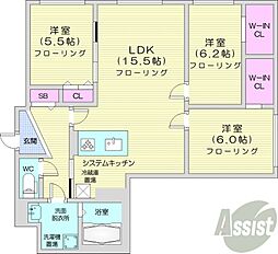 レブニーズ ザ・レジデンス 宮の森 3LDKの間取図画像