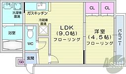 札幌市営東西線 西28丁目駅 徒歩1分の賃貸マンション 3階1LDKの間取り