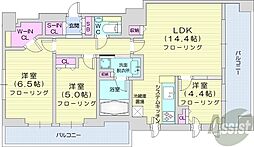 札幌市営東西線 バスセンター前駅 徒歩3分の賃貸マンション 10階3LDKの間取り