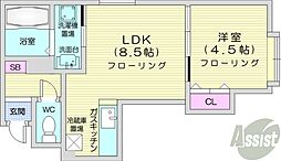 アクア18 2階1LDKの間取り