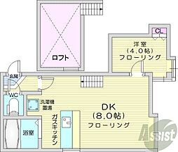 ノースソニア115 2階1DKの間取り
