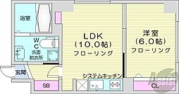 札幌市営東西線 二十四軒駅 徒歩14分の賃貸マンション 2階1LDKの間取り