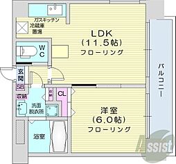 札幌市営東西線 西28丁目駅 徒歩7分の賃貸マンション 3階1LDKの間取り