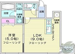 札幌市営東西線 円山公園駅 徒歩5分の賃貸マンション 5階1LDKの間取り