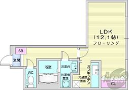 ボヌール17 4階1Kの間取り