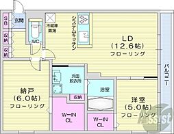 札幌市営東西線 円山公園駅 徒歩7分の賃貸マンション 1階2LDKの間取り