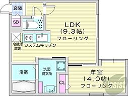 札幌市営東豊線 月寒中央駅 徒歩5分の賃貸マンション 4階1LDKの間取り