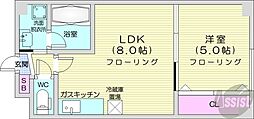 札幌市営東西線 西11丁目駅 徒歩16分の賃貸アパート 2階1LDKの間取り