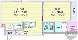 札幌市営南北線 すすきの駅 徒歩9分の賃貸マンション 2階1LDKの間取り