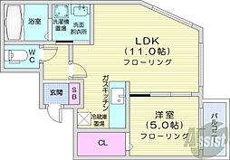 JR函館本線 桑園駅 徒歩9分の賃貸マンション 1階1LDKの間取り