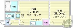 札幌市営東西線 バスセンター前駅 徒歩7分の賃貸アパート 3階1DKの間取り