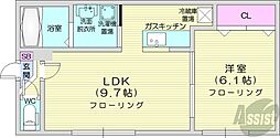 リージェントＳ札幌 2階1LDKの間取り