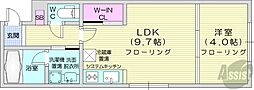 JR函館本線 桑園駅 徒歩8分の賃貸マンション 2階1LDKの間取り