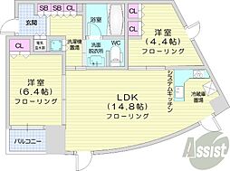 札幌市営東西線 円山公園駅 徒歩5分の賃貸マンション 7階2LDKの間取り