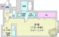 札幌市営東豊線 環状通東駅 徒歩10分の賃貸アパート 3階1Kの間取り