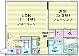 札幌市営東西線 西18丁目駅 徒歩8分の賃貸マンション 4階1LDKの間取り