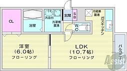 札幌市電2系統 中島公園通駅 徒歩8分の賃貸マンション 2階1LDKの間取り