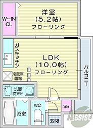 札幌市営東西線 西18丁目駅 徒歩7分の賃貸マンション 4階1LDKの間取り