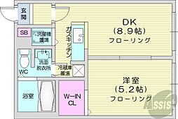 ブランノワールDECO 4階1LDKの間取り