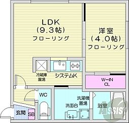 札幌市営東西線 西18丁目駅 徒歩9分の賃貸マンション 3階1LDKの間取り