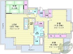 札幌市営東西線 西11丁目駅 徒歩8分の賃貸マンション 5階3LDKの間取り