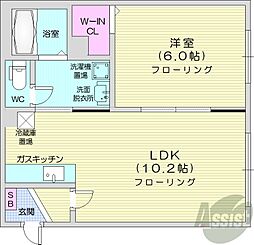 札幌市営東西線 西28丁目駅 徒歩4分の賃貸マンション 3階1LDKの間取り