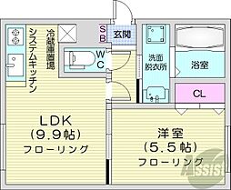 レグルス14 3階1LDKの間取り