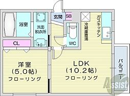 GlycineL・A 3階1LDKの間取り
