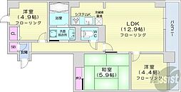 札幌市営南北線 幌平橋駅 徒歩20分の賃貸マンション 2階3LDKの間取り