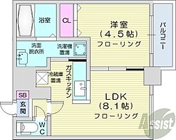 札幌市営東西線 バスセンター前駅 徒歩4分の賃貸マンション 3階1LDKの間取り