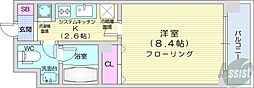 札幌市営東西線 バスセンター前駅 徒歩7分の賃貸マンション 2階1Kの間取り