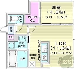 Polaris5 4階1LDKの間取り