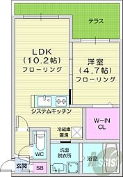札幌市営南北線 幌平橋駅 徒歩19分の賃貸マンション 1階1LDKの間取り